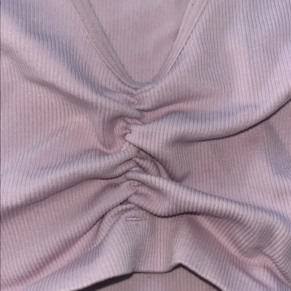 Urban Outfitters Pink Crop Tie Front T-Shirt - Picture 3 of 3